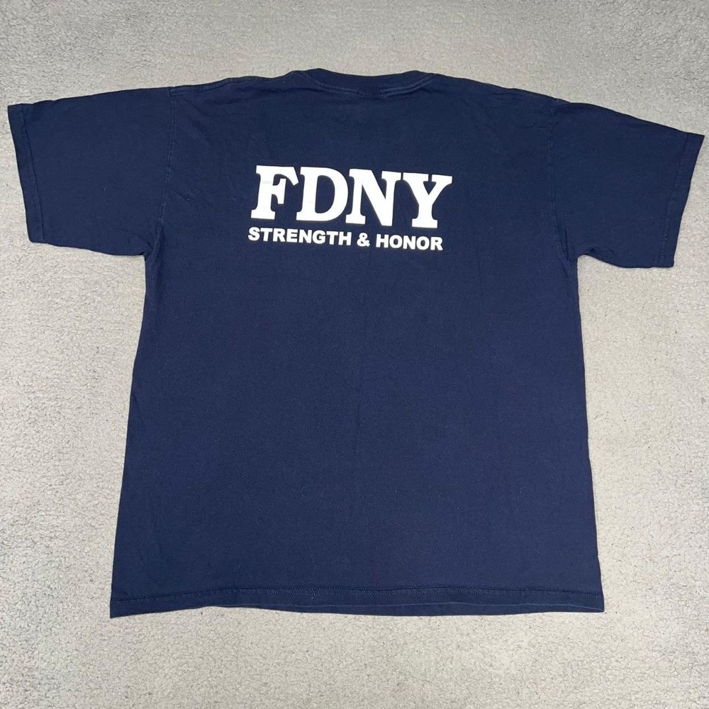 VTG FDNY Medal Day 2005 T Shirt Men's Sz XL Blue Strength & Honor 2-Side Tee Y2k